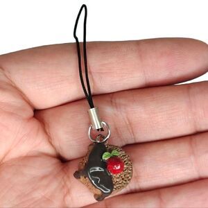 Chocolate Cake Strawberry Topped Keychain